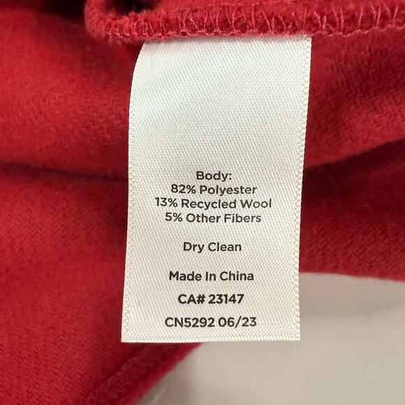 Talbots Embellished Ruana Cape XS/S Red Wool Blend Rhinestone Button Pockets NEW - Picture 7 of 8